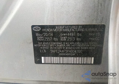 2015 Hyundai Sonata Se из США, поврежденный, VIN 5NPE24AF5FH004700